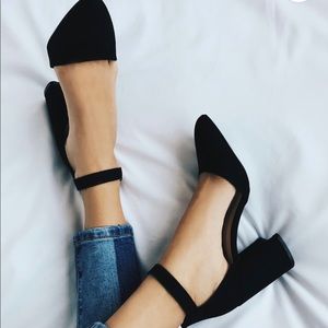 Lulus Ellarose Black Suede Ankle Strap Heels